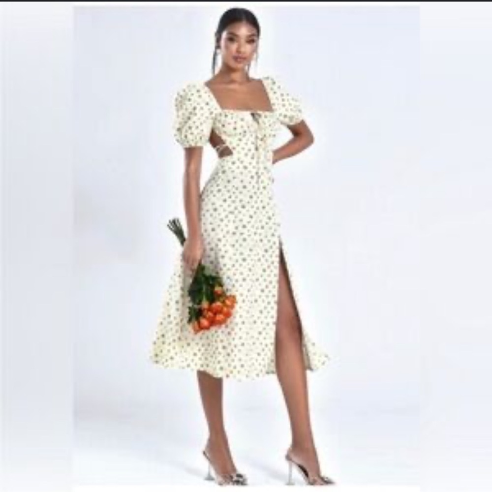 NWT MISS CIRCLE Linen Floral Cream Women's Dress M